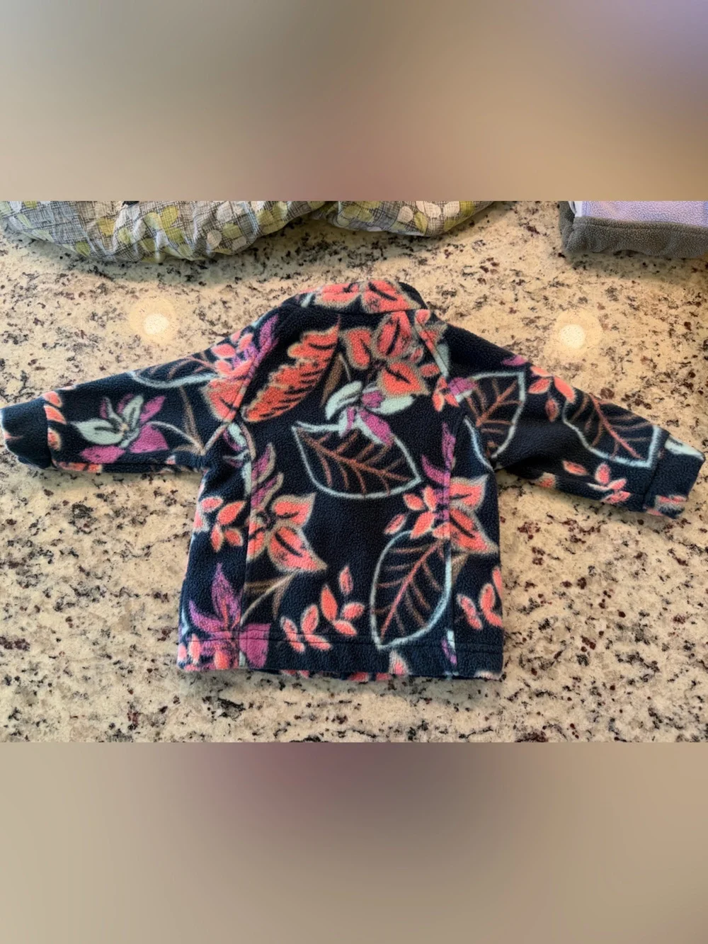 Columbia Girls Navy Floral Fleece Jacket with Pink & Coral Accents